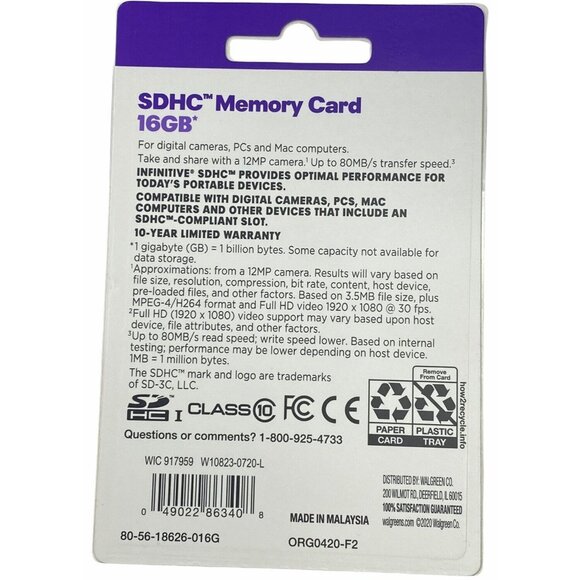 Lot of 2 Infinitive SDHC Memory Card 16 GB For Cameras PCs And Mac Computers New - Picture 4 of 4
